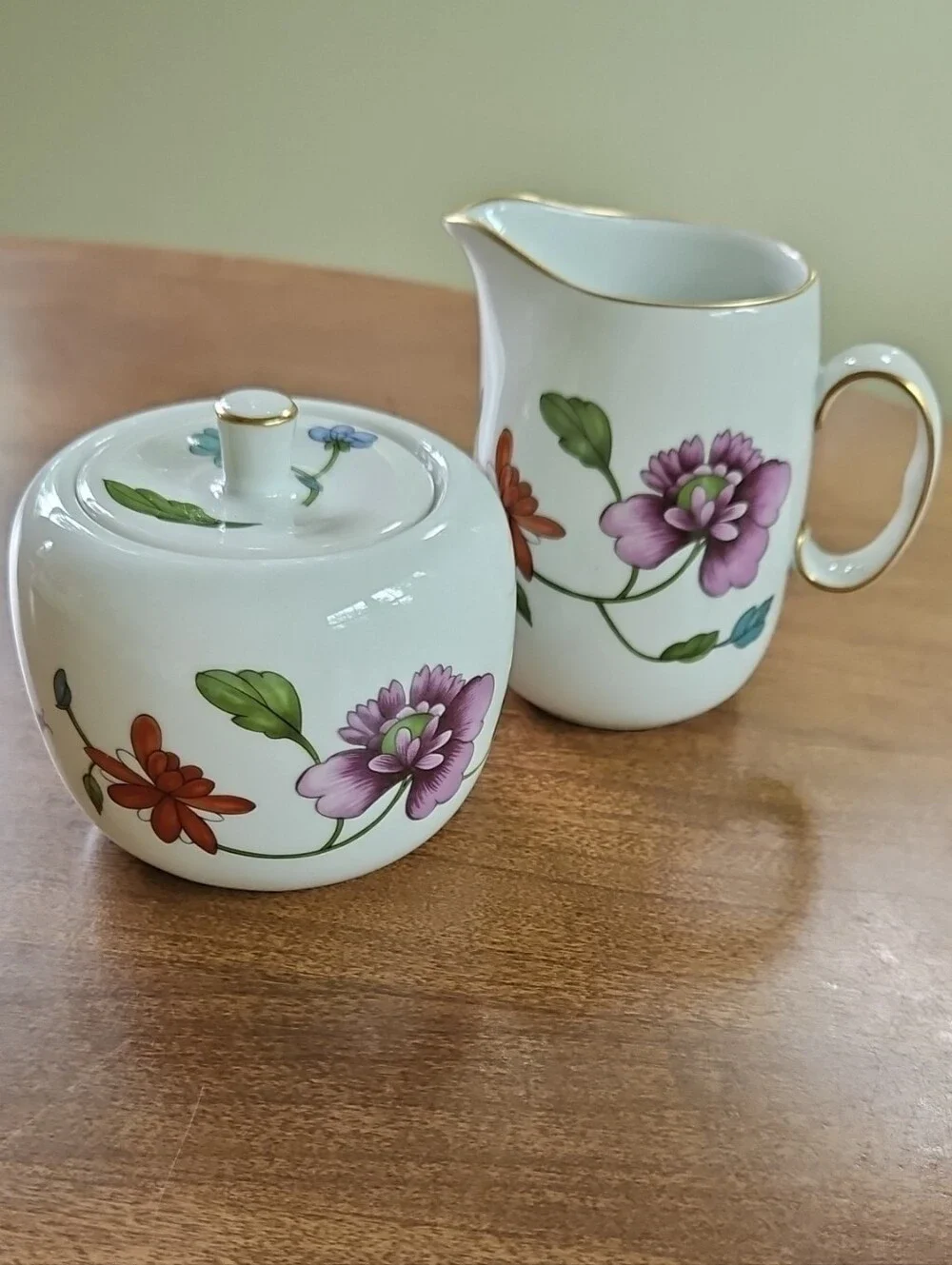 VTG Royal Worcester Astley Porcelain Sugar Bowl and Creamer Set